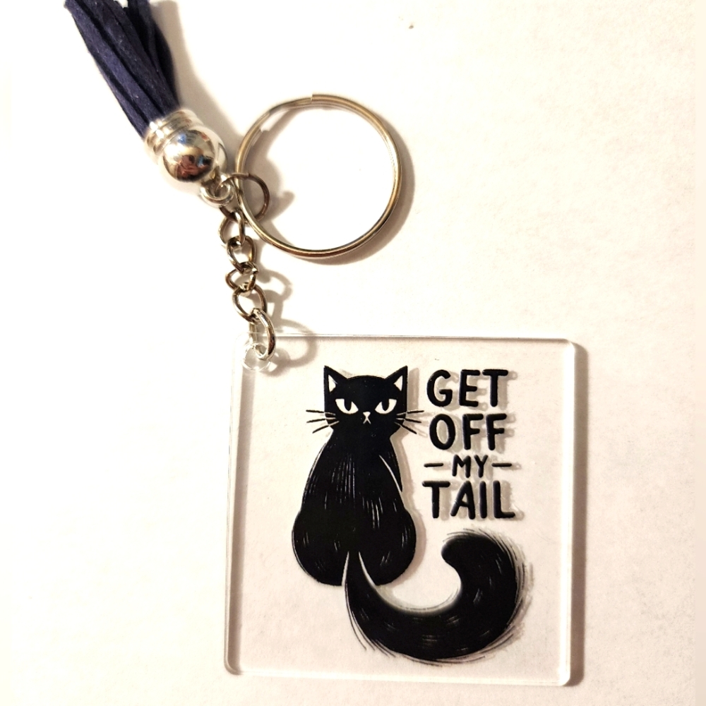 Black Cat Keychain with Tassel